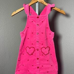 Gymboree Pink Heart Corduroy Jumper Dress Size 6